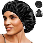 Satin Bonnet 2Pcs Silk Bonnet Hair Bonnets For Sleeping Silky Soft Sleep Cap Womens Night Curly Natural Hair Caps