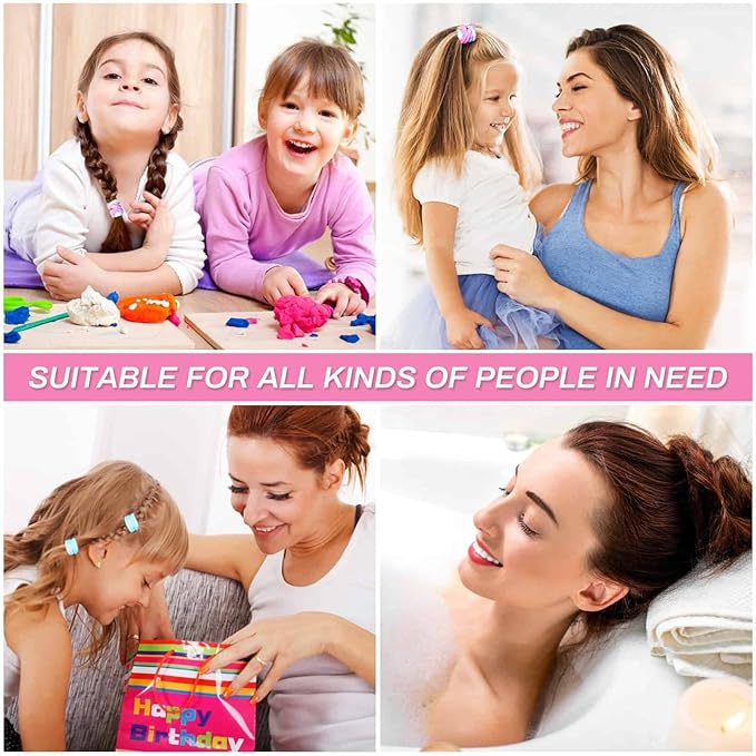 54Pcs Hair Ties for Girls and Women, Nylon Hair Elastics Hair Bands Ponytail Holders Soft Hair Ties No Damage for Girls Thick Straight Curly Hair Multi-colored