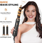 6 in 1 Blow Dryer Brush, Upgrade Hair Dryer Brush Set Negative Ion Air Styler Curling Wrap Air Curler, Hot Air Brush Curling Iron Hair Styling Tools As A Gift for Straight/Curl/Dry/Smooth