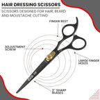 Hair Cutting Scissors -Sharp Razor Edge Blade Hair Shears Series - 6.5" With Fine Adjustment – Stainless Steel Hair Scissors Professional For Men, Women & Babies (Black)