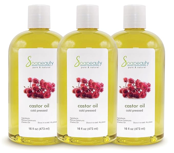 Soapeauty Cold Pressed Castor Oil |100% Pure Natural USP Grade Promotes Healthy Skin & Hair | Hexane Free | Thickens Eyebrows & Lengthens Eyelashes | 48 fl oz