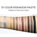 Erinde Nude Brown Eyeshadow Palette, 12 Colors Matte Shimmer Beige Silver Gold Taupe Champagne Gray Black Eye Shadow Palette, Highly Pigmented Long Lasting Waterproof Eyeshadow Pallete, 01