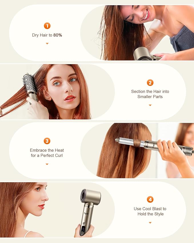 5-in-1 Professional Hair Dryer Brush, Powerful Multi-Styler with Auto-Wrap Curlers, Fast Drying Curling Straightening Volumizing Without Heat Damage, Storage Case Best Gift for Girl/Women