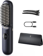 Fanttik Solo I10 APEX Portable Hair Straightener Brush, Cordless Straightening Comb with 113% Larger Heating Area, LED Display & Ceramic Coating, Ionic Technology & Safe Mode - Midnight