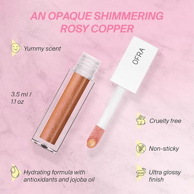 Ofra Lip Gloss - Bali | Non Sticky, Ultra-Glossy Lip Gloss | Long Lasting Formula for a Smooth, Hydrated Finish | 3.5ml/1.1oz