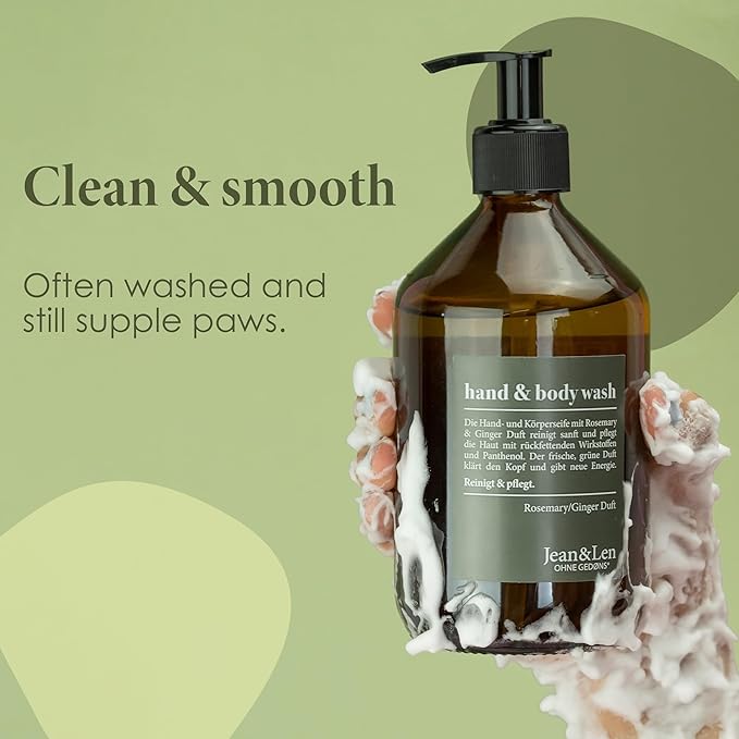 Moisturizing Liquid Hand & Body wash Rosemary Ginger Refill Pack by Jean&Len, silicone and paraben free with natural ingredients, vegan, 50.7 Fl. Oz.