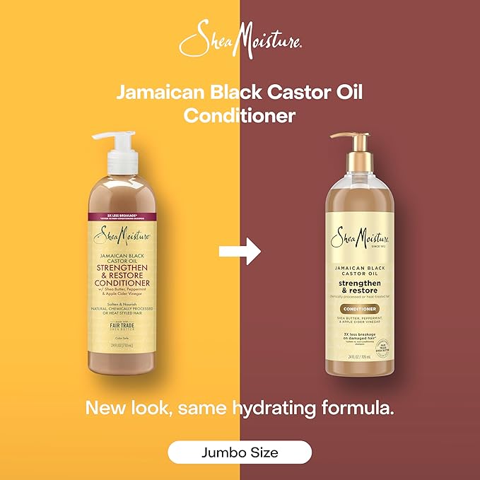 SheaMoisture Strengthen & Restore Conditioner Jamaican Black Castor Oil for Damaged Hair Paraben-Free 24 oz