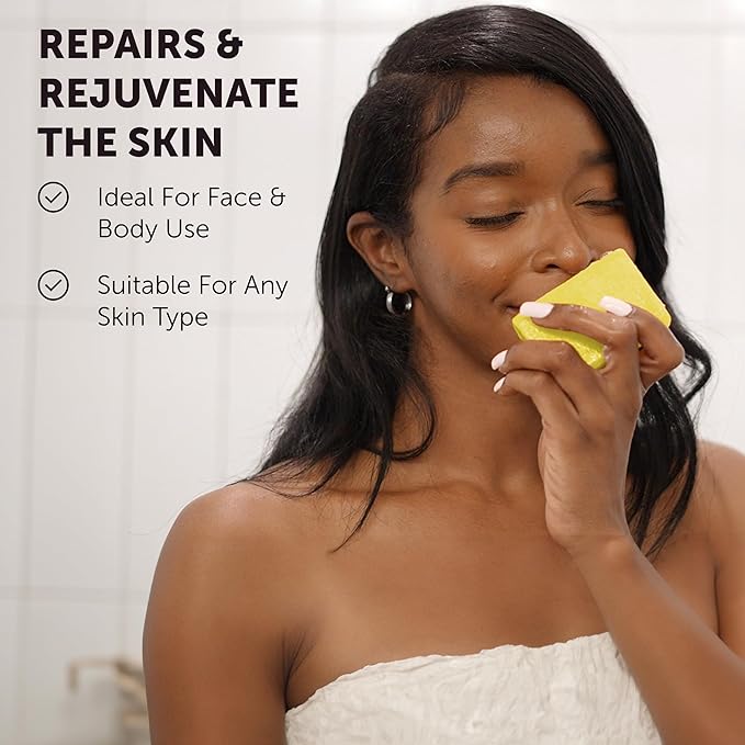 VALITIC Brightening Lemon & Turmeric Kojic Acid Soap, Vitamin C, Retinol - Original Japanese Complex with Hyaluronic Acid, Vitamin E, Shea Butter, Castile Olive Oil - 3 Pack Bundle with African Net