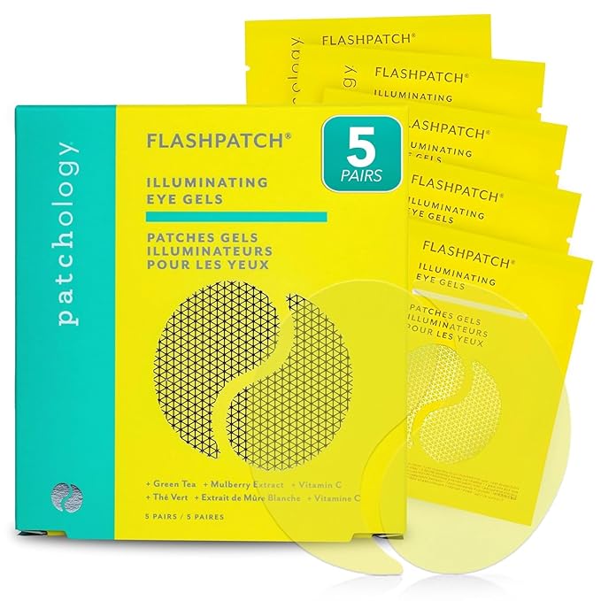 PATCHOLOGY Eye Mask, Brightening Under Eye Patches for Puffy Eyes and Dark Circles, Vitamin C Serum, Dark Circles Under Eye Treatment, Hydrating Eye Patches for women and men (5 Pairs)