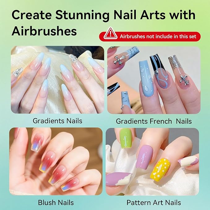 JODSONE 20 Colors Airbrush Gel Nail Polish Set for Nail Gradients No Dilution Gel Nail Polish DIY Various Patterns Nail Art, Girls Holiday Gifts