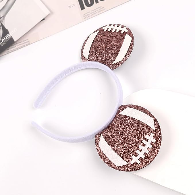 Game Day Fans Headbands for Women&Men, Glitter Ball Sports Hairbands, Sports Themed Hair Accessory, Team Party Favor