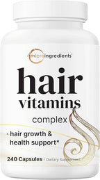 Micro Ingredients Hair Growth Vitamins for Women & Men, 240 Capsules | 14-in-1 Formula with Biotin, Collagen, Keratin, Saw Palmetto & More | Thicker, Fuller, Nourishes Thinning & Loss Hair Support