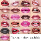 evpct Warm Pink Metallic Glitter Lip Liner and Lipstick Combo Set Long Lasting Waterproof, Metallic Shimmer Lip Gloss Stain Makeup for Women, Warm Pink Frosted Iridescent Glossy Liquid Lipstick 19