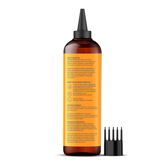 Botanic Hearth Hair Oil for Hair Growth | Strengthening Dry, Frizzy, Damaged Hair & Scalp Treatment | No Parabens or Harmful Sulfates | All Hair Types | Pumpkin & Castor Hair Oil - 6.7 Fl Oz