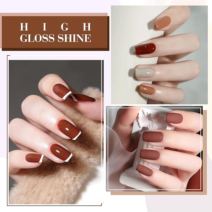 CANNI 6Pcs 9ml Hema-Free Nude Brown Fall Gel Nail Polish Set- Dark Brown Fall Colors Gel Polish Kit DIY at Home Salon Christmas New Year's Gifts for Girls