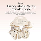 Kitsch & Mickey/Minnie Fabric Rhinestone Scrunchies for Girls and Women, Hair Scrunchies for All Hair Types, Perfect for Updo | Ideal Gifts for Women (Cream) - 1 Piece