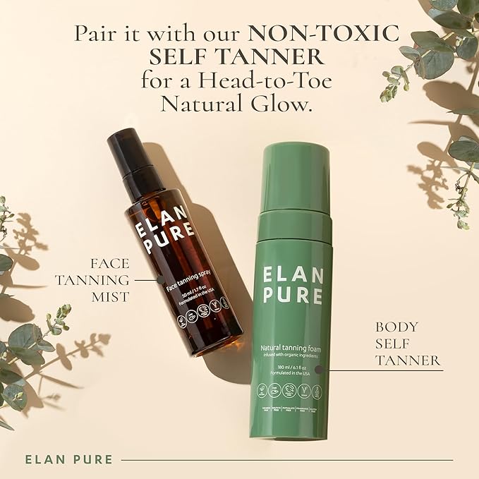 Face Tanning Mist, Organic Ingredients, Sunless Self Tanner, Bronzing, Hydrating, Streak-Free, Long Lasting Glow