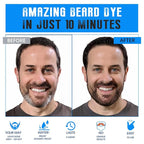 Mens Beard & Mustache Dye Shampoo, Instant 100% Grey Hair Coverage, 3 in 1 Black Beard Color Shampoo for Men Facial Hair, Easy to Use & Dermatologist Tested, 200ML