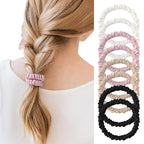 8Pcs 100% Mulberry Silk Scrunchies Hair Care, Skinny Hair Ties Elastic, 22 Momme Mulberry Silk Hair Ties Scrunchies Set Women Curly Thin Hair