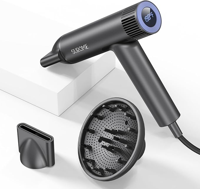 Blow Dryer,110000RPM High-Speed Brushless Motor, Fast-Drying Negative Ions Intelligent Constant Temperature Hair Care Dryers, Professional Hair Dryer with Attachments for Home&Salon (Grey)