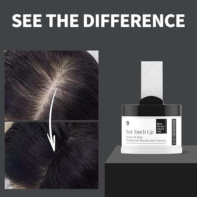 Hairline Powder 24H Stain-Proof, Root Touch Up Hair Color for Gray Coverage,Bald Spot Concealing Hair Shadow Powder for Women & Men,Natural-Looking (Black)