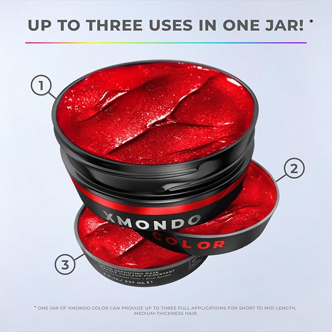 XMONDO Color Super Red Depositing Mask & Semi-Permanent Red Hair Dye | Infused with Bond Boosting Technology & Hyaluronic Acid for Nourishment, Revitalization & Repair, Vegan Formula, 8 Fl Oz 1-Pack