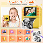 Instant Print Camera for Kids, Christmas Birthday Gifts for Girls Boys, 1080P Instant Digital Print Cameras for Toddler,Portable Toy for 4 5 6 7 8 9 10 Year Old Girl with 32GB SD Card，Yellow
