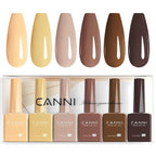 CANNI 6 Colors 9 ML Hema-Free Dark Brown Gel Nail Polish Set, Chocolate Brown Nude Fall Gel Polish Kit, Soak Off LED Nail Gel Manicure Kit DIY at Home Salon Gifts