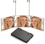 3 Way Mirror for Men & Women - Trifold Self Haircut Mirror, 360° View with Height Adjustable Hooks, Anti-Fog HD Glass for Shaving, Makeup, Braiding, Dye Hair, Travel Friendly Grooming Tool