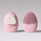 LOLLIPOP Dual-Sided Facial Cleansing Brush | Palm Size Silicone Face Exfoliator and Soft Fiber Cleanser | Manual Face Scrubber for Pores, Makeup Removal, Blackhead and Skincare Routine, Bubblegum