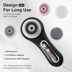 Face Scrubber Exfoliator,Facial Cleansing Brush Rechargeable IPX7 Waterproof with 5 Brush Heads,Electric Face Spin Brush for Exfoliating, Massaging and Deep Cleansing (Black Color)
