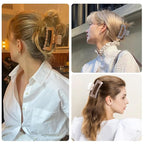 3.5 Inch Medium Hair Accessories - 6 Pack Square and Rectangle Banana Jaw Clips for Women and Girls - Tea