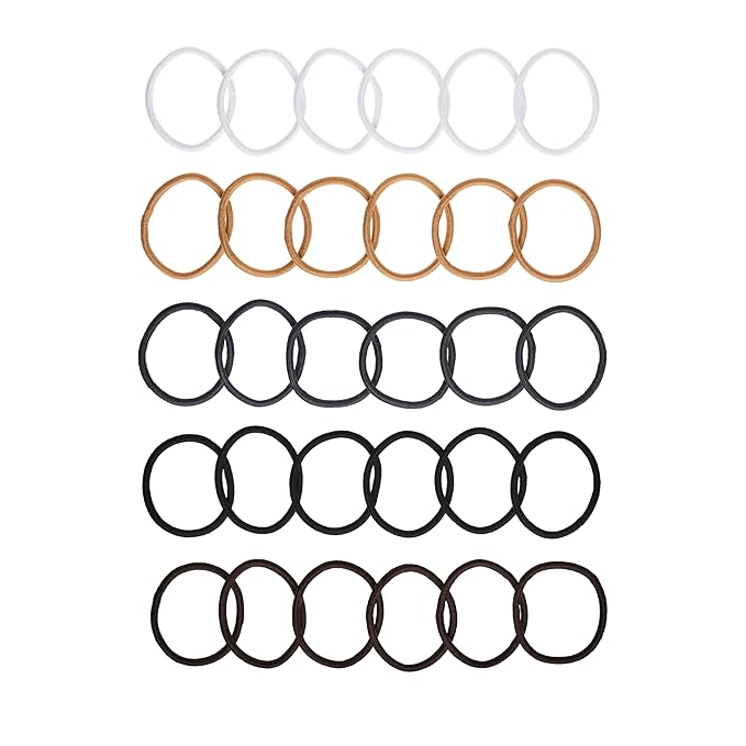 Goody Ouchless Elastic Hair Ties - 30 Ct, Assorted Neutral, 4MM Rubber Bands for Hair, Pain-Free Hair Accessories for Women & Men, Made for Long-Lasting Braids, Ponytails, All Hair Types