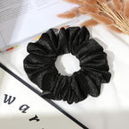 CEELGON Black Big Corduroy Scrunchie 6.5 Inches Jumbo Scrunchies Hair Ties Oversized Ponytail Holder for Thick Curly Hair Extra Large Hair Accessories for Women (Black)