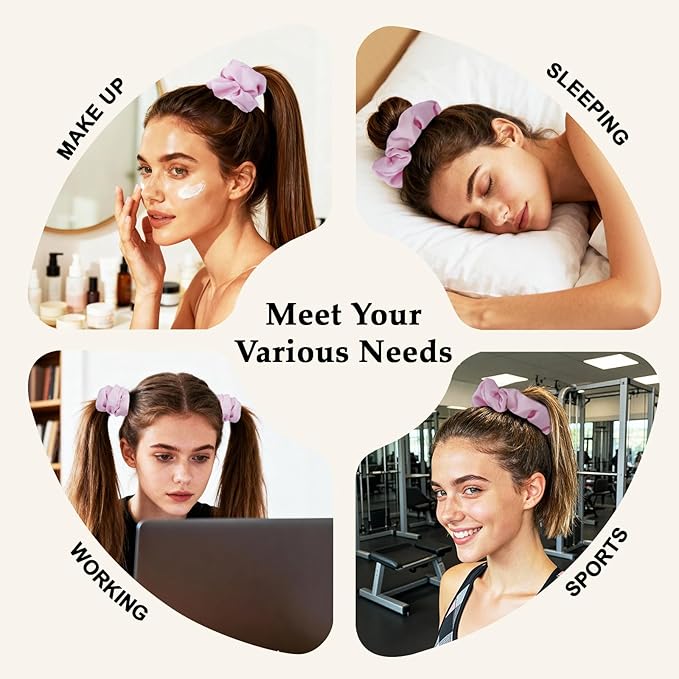 Satin Scrunchies for Women – 8PCS Pink Silk Hair Ties – No Crease, Frizz-Free, Gentle Elastic Hair Bands for Thick & Thin Hair, Soft & Stylish Hair Accessories Gifts
