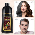 Bablabear Dark Brown Hair Color Shampoo for Gray Hair 500ML Instant Hair Dye Shampoo for Men & Women-3 in 1 Color Shampoo