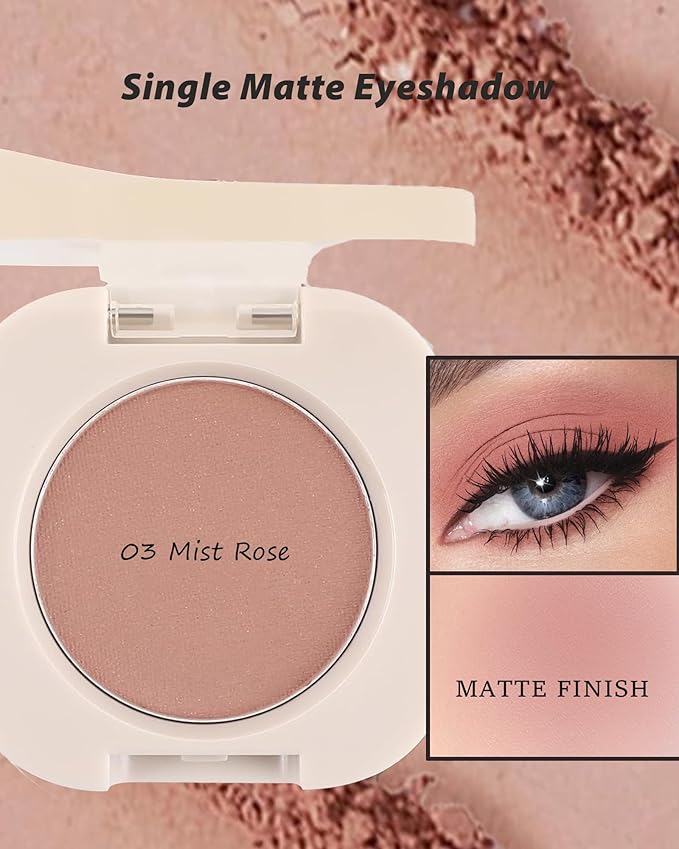 Single Matte Eyeshadow,Nude Maroon Eye Shadow Palette Brow Contour Makeup,High Pigment Waterproof Pressed Eye Shadows Powder Primer Base with Smooth Lightweight Blendable Formula for Daily Eye Look-03