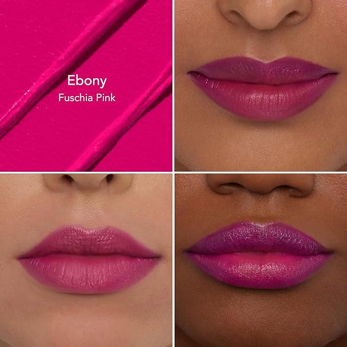 Thrive Causemetics Impact-FULL Smoothing Lipstick, Moisturizing Lip Makeup Essential with Vitamin E, Lightweight Creamy Lipstick for Women, Long Lasting, Vegan, Shade Ebony (Fuchsia Pink)