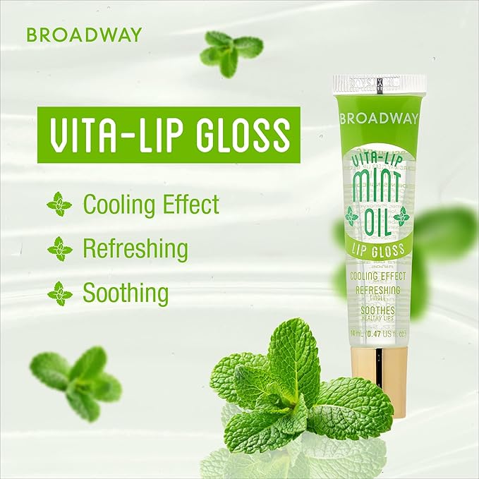 Ruby Kisses Broadway Vita-Lip Clear Lip Gloss (Mint Oil 6 Pack), Ultra-Hydrating & Soothing Formula with Vitamin Oils, High-Shine Non-Sticky Finish, Nourishing Glossy Lip Balm With Cooling Effect