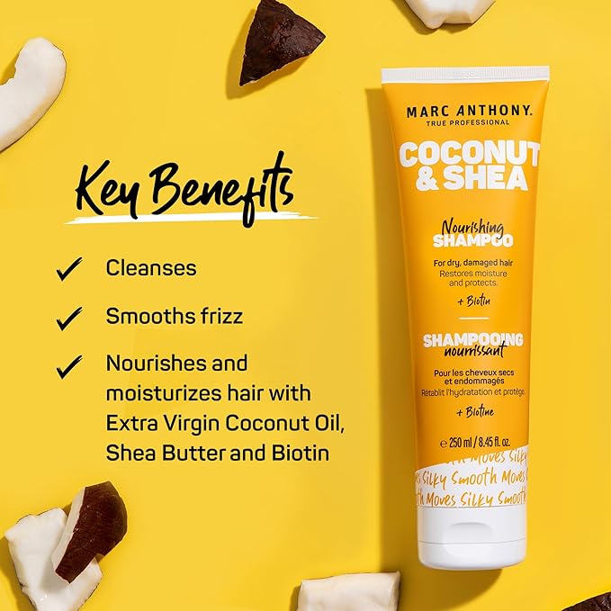 Marc Anthony Oil Shea Butter Hydrating Shampoo Ounces, Coconut, 8.4 Fl Oz