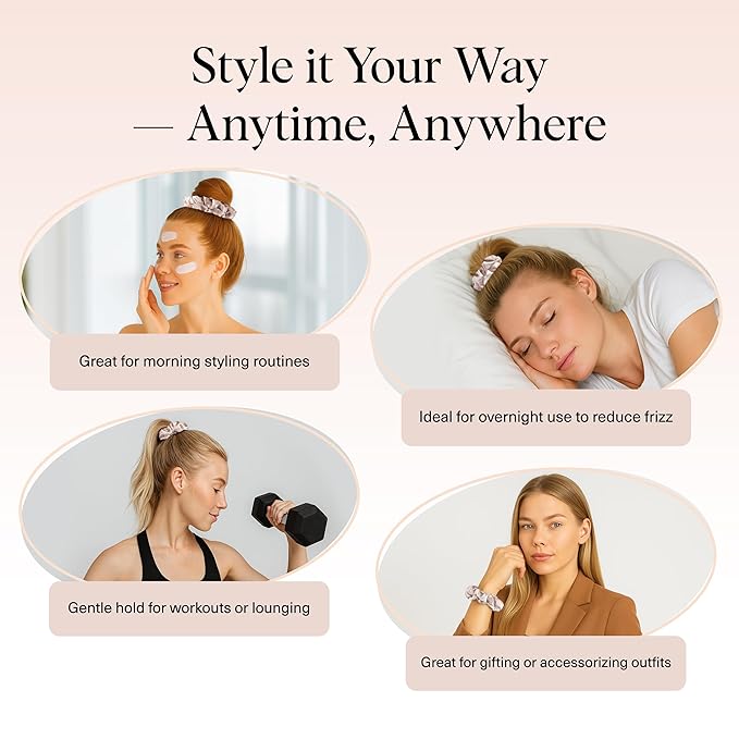 Kitsch Satin Scrunchies for Women - Softer Than Silk Scrunchies | Hair Ties No Damage for Frizz-Free Sleep | Stocking Stuffers for Teen Girls | Ideal Gifts for Women, Assorted, 5pcs