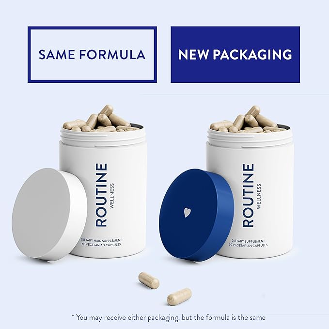 Routine Wellness Hair Growth Supplement - Clinically Tested for Thicker, Fuller Hair - Reduces Wrinkles, Fine Lines - Gluten Free, Ideal for Women & Men with Thinning Hair - 3 Bottles, 90 Day Supply