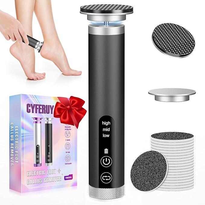 Electric Foot Callus Remover with Nano-Glass Head, Rechargeable Electric Foot File with Upgraded Powerful Metal Gear Motor, Premium Aluminum Cordless Callus Remover for Feet, Gifts for Men Women