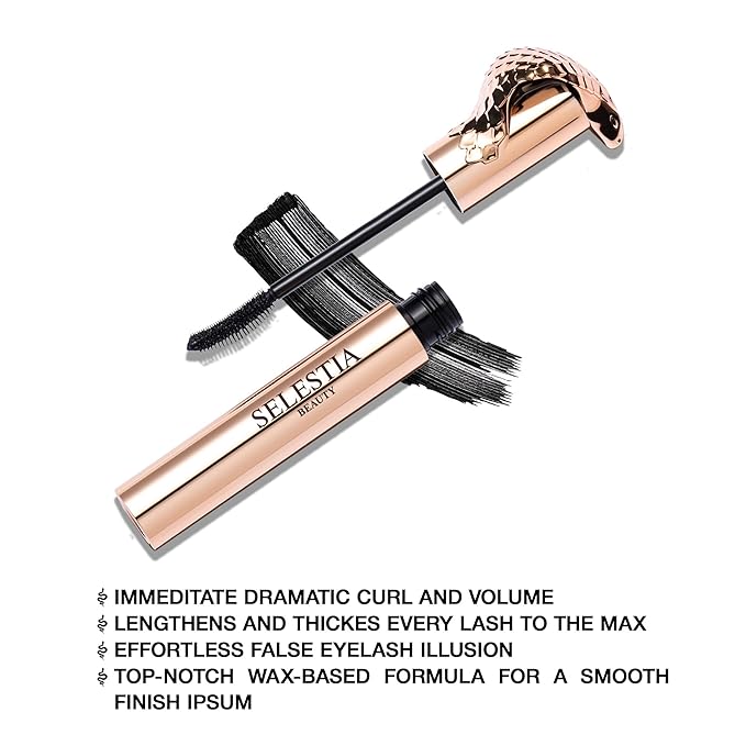 Black Mascara Queen Cobra – Volumizing, Curling, Lengthening – Soft Brush for Smooth Application – Long-Lasting & Weather-Proof – 0.34 fl.oz. - Made in Italy