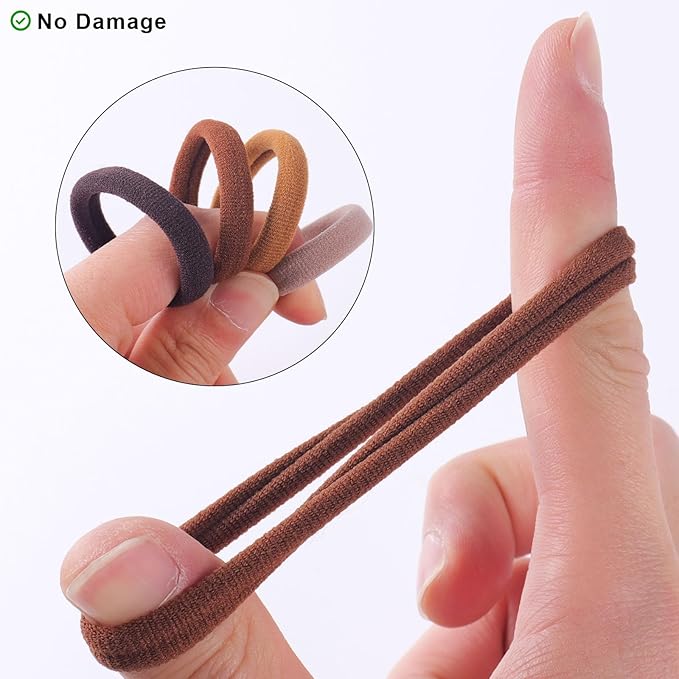 72PCS Brown Hair Ties No Damage & Ponytail Holders,Hair Elastics with Hair Bands for Women's Hair (1.6in Brown)