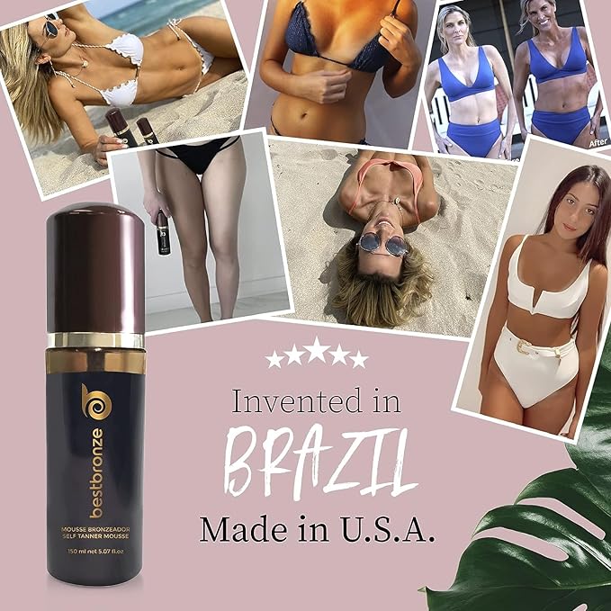 Best Bronze Tinted Travel Self Tanner Mousse - Sunless Tanner Foam for Customizable Light, Medium & Dark Tan - Vegan Tanning Mousse & Travel Size Self Tanner (1.7 Fl Oz)