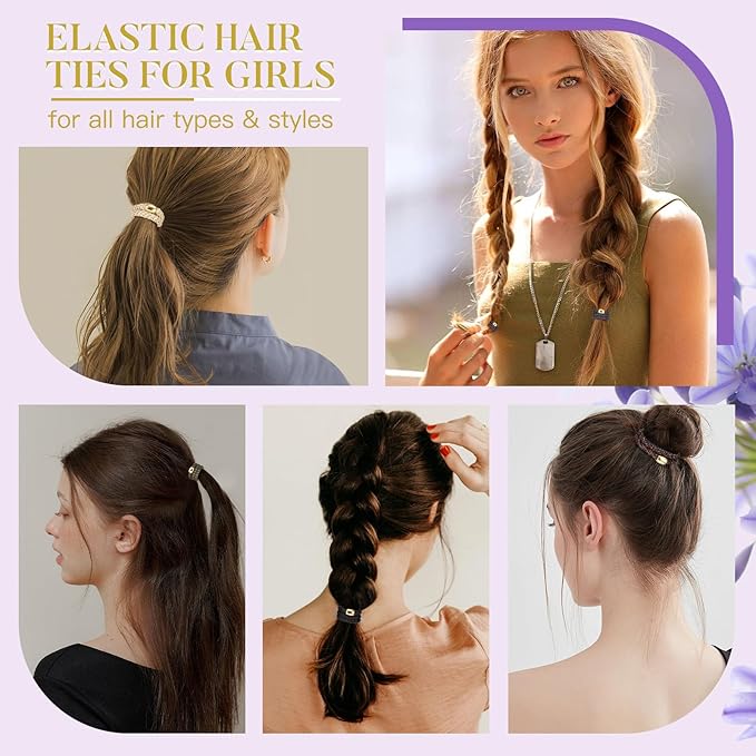 Hair Ties No Damage - 10PCS Ponytail Holders - Elastic Hair Ties for Thick Hair - Braided Hair Bands for Women Girls's Hair - Bright Star
