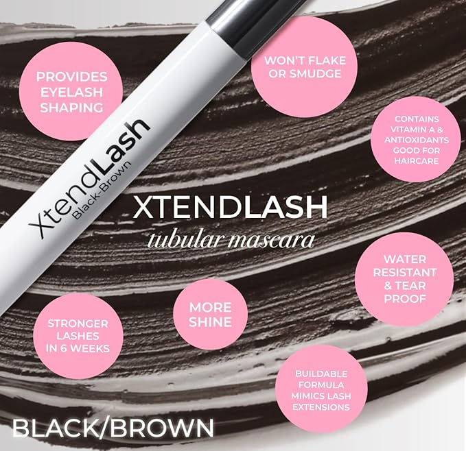 MCoBeauty - Xtendlash Tubing Mascara - Black-Brown - Award Winning Lengthening & Lifting Water-Resistant Smudge-Proof Mascara for Defined Lashes - Richly Pigmented - Smudge Proof, Buildable Formula