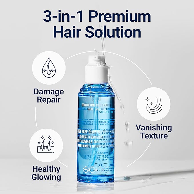 SOOO Ultime Hair Essence – Lightweight K-Beauty Hair Serum from Seoul | Silicone-Free, Botanical Oil Formula, Healthy Glow & Smooth Finish