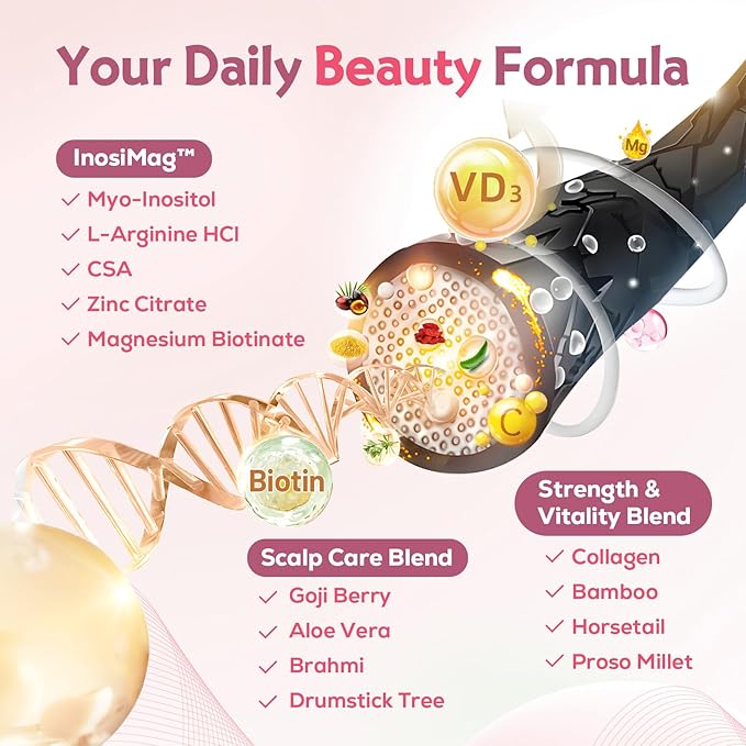 Liposomal Hair Growth Soft Chews – High Potency Hair Growth Vitamins for Women & Men with Biotin, InosiMag Complex, Collagen, Zinc - Strong Hair Skin Nails Vitamins, 60 Count